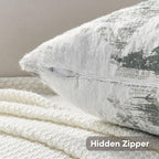 FUTEI Dark Green White Decorative Throw Pillow Covers 16x16 Inch Set of 2,Soft Faux Cashmere Jacquard - Textured & Cozy Cushion Case,Modern Home Decor for Couch Bed Living Room