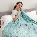 Berkshire Blanket Peanuts® VelvetLoft® Cute Character Snoopy Plush Blanket,Snoopy Springtime Floral Dance Large Blue,Full/Queen 90 in x 90 in (Official Peanuts® Product)
