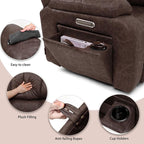 EONIX Triple Motor Lay Flat Zero Gravity Power Recliner Chair with Heating and Massage, Independent Footrest, Backrest, Headrest Adjustments, 400lbs Heavy Duty Big Man Power Recliner Chair, Brown