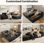 104" Cloud Sectional Couch with Chaise, Boneless L-Shaped Cloud Couch with Deep Seat, Soft Plush Modern Minimalist Sofa, Assembly Free Comfy Sofa for Office Living Room Apartment(Grey, Right Chaise)