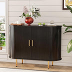 DHH Storage Cabinet, Fluted Sideboard Buffet Cabinet with Tambour Sliding Doors& Adjustable Shelf, Accent Coffee Bar Console Table for Kitchen, Living Room, Entryway (Black, 40 Inch)