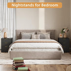 3-Piece Modern Bedroom Furniture Set, Wide 7-Drawer Dresser & 3-Drawer Nightstands Set of 2, Natural Wood Dresser and Nightstand Sets for Bedroom, Hallway, Black