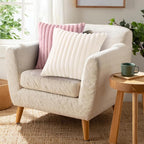 Pallene Faux Fur Plush Throw Pillow Covers 16x16 Set of 2, Luxury Soft Fluffy Striped Decorative Pillow Covers for Sofa, Couch, Living Room, Blush Pink