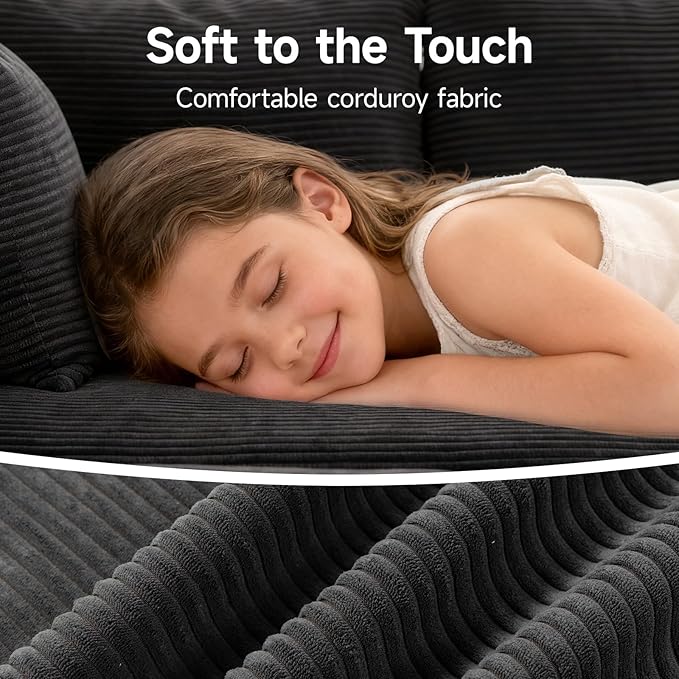 2025 New 108" Cloud Couch Sectional, Modular Sectional Sofa with L-Shaped Chaise, Deep Seat Sectional Modular Couch for Living Room, No Assembly Required (Gray, Chaise Ottoman)