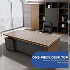 OfficeSimpli Modern L Shaped Executive Desk, 84x72x30 Inch - Made in USA – Ships Mostly Assembled – Home Office Workstation & Business Furniture, CEO Desk Table with Cabinets & Lockable Drawers