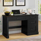 Vabches Farmhouse 47" Executive Desk, Computer Desk with Drawers and File Drawer, Workstation Computer Desk with Charging Station for Home Office, Study,Pure Black.