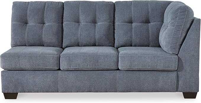 Signature Design by Ashley Marleton Contemporary Left-Arm Facing Tufted 2-Piece Sectional with Chaise and Loose Seat Cushions, Blue