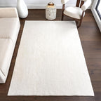 nuLOOM 6' Square Cozy Plush Area Rug, Machine Washable, Non-Slip, Soft Fluffy Shag Carpet for Living Room Bedroom Kids Room Nursery Home Decor, Loni White