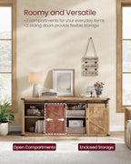 VASAGLE TV Stand for TVs up to 65 Inches, Farmhouse Entertainment Center with Sliding Barn Doors, TV Console Table for Living Room, Honey Brown ULTV324K41