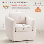 360° Swivel Accent Chair Set of 2 with Pillow - Comfy Living Room Armchair No-Sag Foam & Sturdy Metal Base, Fully Assembled Swivel Accent Single Sofa for Bedroom Living Room, Office, Beige