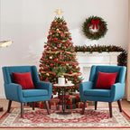 HUIMO Button-Tufted Accent Chairs Set of 2,Upholstered Reading Living Room Chair,Mid Century Modern Chair with Linen Fabric, Club Chair,Comfy Arm Chairs for Living Room,Bedroom,Lake Blue
