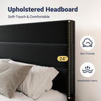 Allewie Modern King Size Platform Bed Frame with 4 Storage Drawers and Velvet Upholstered Headboard, Wooden Slats Support, Upholstered Mattress Foundation/No Box Spring Needed/Easy Assembly, Black