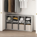 Furinno Cubic Closet Organizers and Storage, 8-Cube Closet Organizer, Open Shelf Closet Storage, Extra Thick Frame for Wardrobe, Bedroom, Living Room, Light Grey