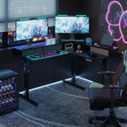 SANODESK 71" L Shaped Standing Desk with 4 Drawers, Height Adjustable Stand up Desk, Corner Gaming Desk with Monitor Stand, Black Frame/Black Top