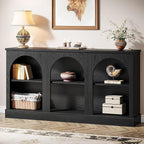 Tribesigns Farmhouse Console Table, 63-Inch Long Entryway Table with 3 Tier Storage, Wooden Rectangular Sofa Table Behind The Couch for Entrance, Hallway, Living Room, Black