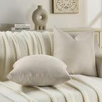FUTEI Beige Chenille Throw Pillow Covers 26x26 Inch Set of 2,Soft Wide Chevron Textured Euro Pillow Shams,Farmhouse Home Decor for Couch Bed Living Room