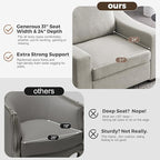 ABCASA 47" W Oversized Accent Chair Set of 2, Comfy Upholstered Sofa Chair with Large Seat and Wide Armrest, Pet-Friendly Modern Lounge Armchair for Living Room/Apartment/Bedroom, Soft Linen, Oatmeal