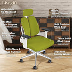 Ergonomic Office Chair Big and Tall Desk Chair, Dual-backrest Computer Chair with 3D Adjustable Arms and Lumbar Support, 500lbs Extra Wide Seat, for Home & Office Use,Green