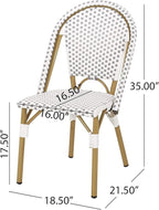 Christopher Knight Home Philomena Outdoor French Bistro Chair (Set of 4), Gray + White + Bamboo Print Finish