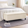 HUIMO Faux Leather Storage Ottoman Bench 50.3 inch Extra Long Upholstered Bedroom Bench with Large Storage Space for The Living Room, Entryway, Bedroom Hold Up to 300lbs (Cream)