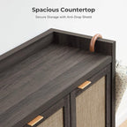 SICOTAS Shoe Storage Cabinet Set of 2, Large Tall Shoe Cabinet, Rattan Shoe Cabinet Storage for Entryway, Farmhouse Cabinet with Doors and Adjustable Shelves for Entryway Hallway, Black Oak