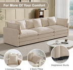 Modular Sectional Sofa, 111.5 Inch I-Shaped Cloud Sofa with Deep Seat Chenille Sofa with Cushions, Three-Self Sectional Sofa for Living Room Apartment,Light Coffee