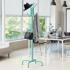 Simple Houseware Standing Coat and Hat Hanger Organizer Rack, 12 Hooks, Turquoise