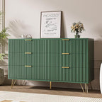 Green Dresser for Bedroom, Modern Dresser with Gold Metal Handles & Chests of Drawers, Wood Chest of Drawers for Bedroom