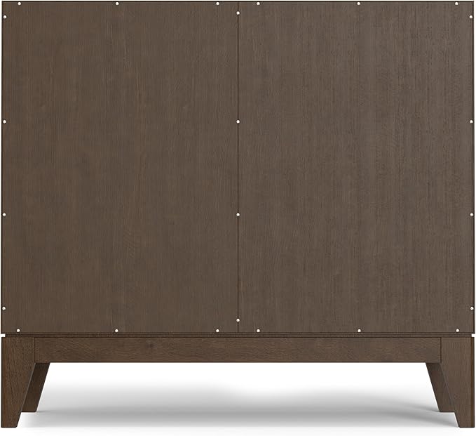 SIMPLIHOME Harper Solid Hardwood 40 inch Wide Mid Century Modern Entryway Storage Cabinet in Walnut Brown for The Living Room, Entryway and Family Room