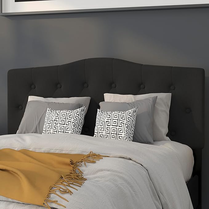 BizChair Tufted Upholstered Full Size Headboard in Black Fabric