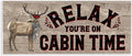 The Stupell Home Decor Collection Relax You'Re on Cabin Time Moose Typography Sign Wall Plaque Art, 7x17, Multicolor
