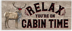 The Stupell Home Decor Collection Relax You'Re on Cabin Time Moose Typography Sign Wall Plaque Art, 7x17, Multicolor