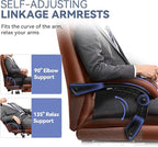 Big and Tall Executive Leather Reclining Office Chair with Footrest and Lumbar Support