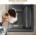 ABCASA Faux Leather Oversized Accent Chair with Storage Deep Seat Single Sofa Large Reading Armchair for Living Room Bedroom Office Black