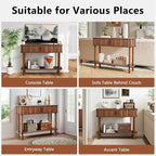 RARZOE Console Table with Storage, Fluted Entryway Table with Sliding Door&Open Shelf, Sofa Table Behind Couch, Mid-Century Modern Accent Table for Hallway, Entrance, Foyer, Fully Assembled(Walnut)