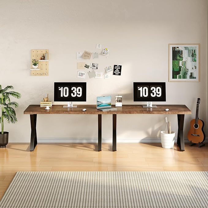 Rustic Brown 55-inch Solid Wood Computer Desk - Modern Gaming Workbench for Home Office, Modern Simple Design, Ideal for Study, Writing, Dining