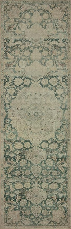 Loloi Magnolia Home by Joanna Gaines Sinclair Collection SIN-05 Jade/Sand 2'-3" x 7'-6", .25" Pile Height, Machine Washable, Runner Rug