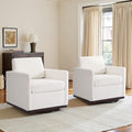 UIXE Swivel Accent Chairs Set of 2, Chenille Upholstered Armchair Comfy Club Chair for Living Room, Mid Century Modern Arm Chair Single Sofa Nook Bedroom Side Reading Seat - Beige