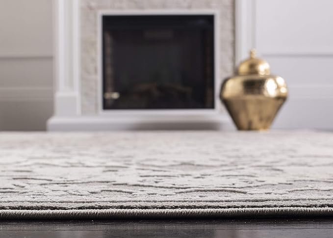 SAFAVIEH Reflection Collection Runner Rug - 2'3" x 8', Dark Grey & Cream, Non-Shedding & Easy Cleaning, Ideal for Living Room, Bedroom (RFT665B)