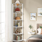 Tribesigns 6 Tier Corner Shelf, 70.9 Inch Tall Corner Bookshelf Small Bookcase Modern Corner Shelving Unit Storage Rack for Living Room, Home Office, Kitchen, Small Space (White)