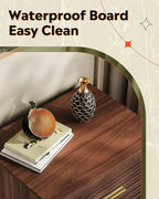 WLIVE Wood Night Stand with 2 Drawers, Mid Century Modern Nightstand, Fluted Bed Side Tablefor Bedroom, Dorm, Living Room End Table