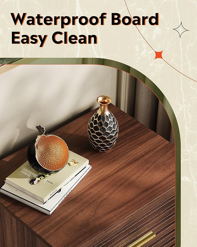 WLIVE Wood Night Stand Set of 2 with 2 Drawers, Mid Century Modern Nightstand Sets, Fluted Bed Side Tables for Bedroom, Dorm, Living Room End Table