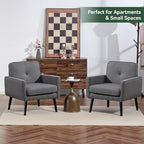 Mid Century Accent Chair, Fabric Modern Chair with Wooden Frame, Cozy Armchair Reading Chair with Comfy Back for Apartment, Living Room, Bedroom, Waiting Room, Small Space, Corner, Grey