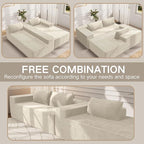 Kingdura 105.5'' Cloud Sectional Couch with L-Shape Chaise, Beige Modern Modular Sofa with Deep Seat, Corduroy Fabric, No Assembly Required, Upholstered Couches for Living Room Bedroom