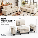 PHI VILLA Cloud Modular Couches Sets, 2 Pieces Sectional Loveseat Sofa Set, 4-Seater Comfy Couch for Living Room, Corduroy Fabric, Beige