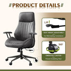 High Back Office Chair,Modern Swivel Office Chair,Black Suede Fabric Gaming Chair,Height Adjustable Home Office Desk Chair with Lumbar Support