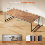 PRAISUN 70.8 X 29.5 Inch Computer Desk with Deeper Desktop, Gaming Office Writing Work Desk for Home Office, Study, Bedroom, Work from Home, Metal Frame, Rustic Brown