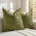 FUTEI Moss Green Flannel Throw Pillow Covers 20x20 Inch Set of 2,Soft Dimensional Textured Cushion Cases,Modern Home Decor for Couch Living Room