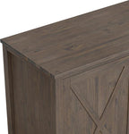 SIMPLIHOME Ela Solid Wood 60 inch Wide Transitional Wide Storage Cabinet in Smoky Brown for The Living Room, Entryway and Family Room