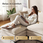 KKL 91.3" Modular Sectional Sofa, L-Shaped 4 Seater Cloud Couch with Ottoman, Chenille Modern Sectional Couches for Living Room, Apartment, Beige